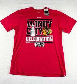 Reebok Chicago Blackhawks 2015 Stanley Cup Champions Windy City Celebration T XL